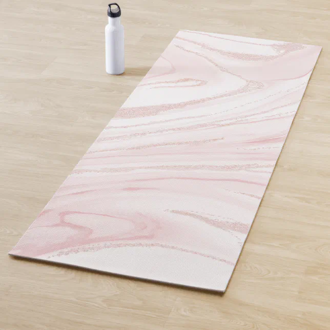 Modern Pink Glitter Marble Yoga Mat Zazzle