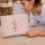 Modern Pink Glitter Monogram Name 2024 Planner<br><div class="desc">Personalized girly 2024 planner featuring a sparkly effect pink background,  a pink glitter waterfall overlay,  your initial,  name,  and the year.</div>
