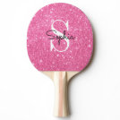 Modern Pink Glitter Monogram Personalized Name Ping Pong Paddle Modern Pink Glitter Monogram Personalized Name Ping Pong Paddle