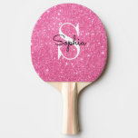 Modern Pink Glitter Monogram Personalized Name Ping Pong Paddle at Zazzle