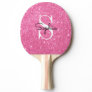 Modern Pink Glitter Monogram Personalized Name Ping Pong Paddle