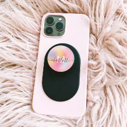 Modern pink glitter ombre on holographic gradient PopSocket
