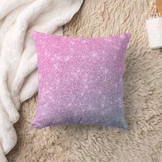 Modern pink glitter ombre throw pillow (Blanket)