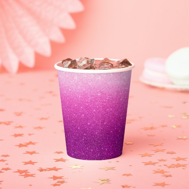 Modern Pink Glitter Pattern ombre Paper Cups (Insitu)