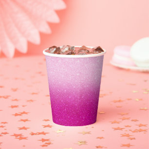Modern Pink Glitter Pattern ombre Paper Cups