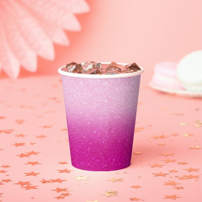 Modern Pink Glitter Pattern ombre Paper Cups (Insitu)