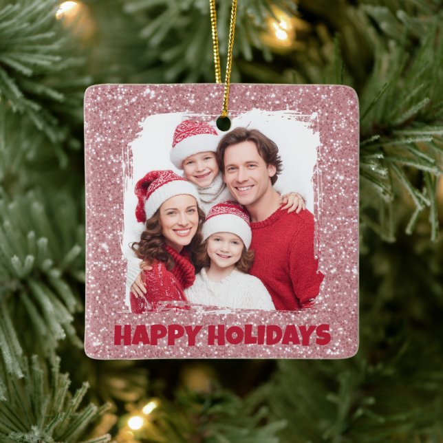 Modern Pink Glitter Photo | Christmas Ornament (Tree)