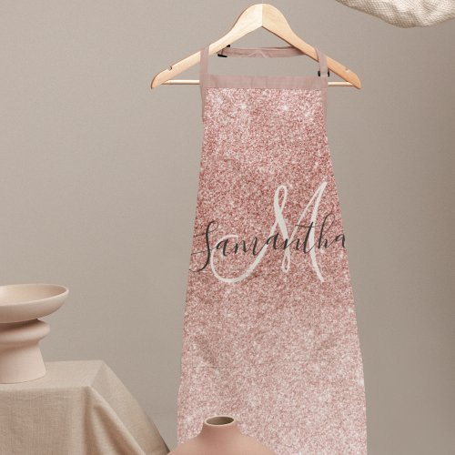 Modern Pink Glitter Sparkles Personalized Name Apron