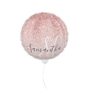 Modern Pink Glitter Sparkles Personalized Name Balloon