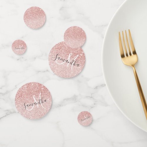 Modern Pink Glitter Sparkles Personalized Name Confetti