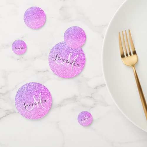 Modern Pink Glitter Sparkles Personalized Name Confetti