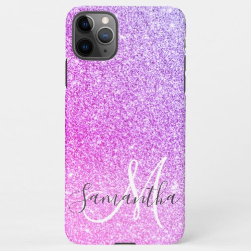 Modern Pink Glitter Sparkles Personalized Name iPhone 11Pro Max Case