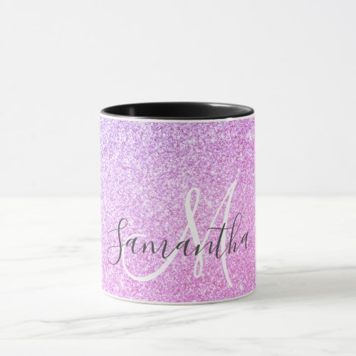 Modern Pink Glitter Sparkles Personalized Name Mug
