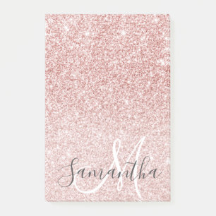 Modern Pink Glitter Sparkles Personalized Name Post-it Notes