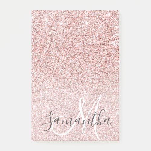 Modern Pink Glitter Sparkles Personalized Name Post_it Notes