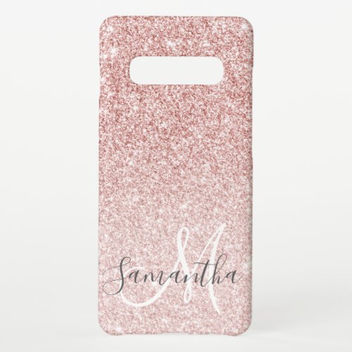Modern Pink Glitter Sparkles Personalized Name Samsung Galaxy S10 Case