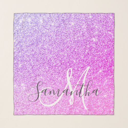 Modern Pink Glitter Sparkles Personalized Name Scarf