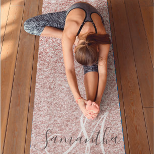 Modern Pink Glitter Sparkles Personalized Name Yoga Mat