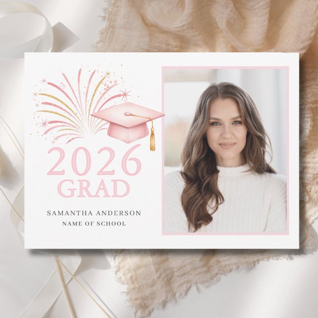 Modern Pink Gold 2026 Grad  Announcement (Creator Uploaded)