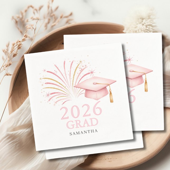 Modern Pink Gold 2026 Grad  Napkins (Creator Uploaded)