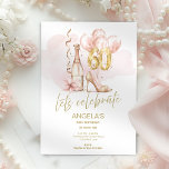 Modern Pink & Gold 60th Birthday Party Invitation<br><div class="desc">Celebrate her milestone in style with this modern pink and gold 60th birthday party invitation. Designed with a soft blush background, gold glitter accents, and bold milestone typography, this editable invitation is perfect for a classy yet fun celebration for women. Customize the text with your event details using Zazzle’s easy...</div>