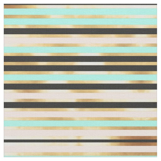Modern Pink Gold Aqua Teal Stripes Pattern Fabric
