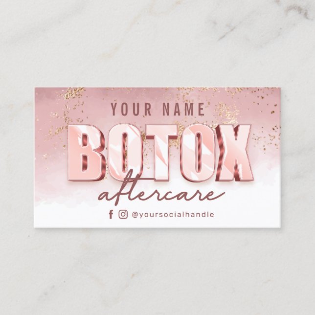 Modern Pink Gold Botox Aftercare Card (Front)