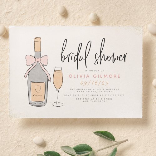 Modern Pink  Gold Champagne Bubbly Bridal Shower Invitation