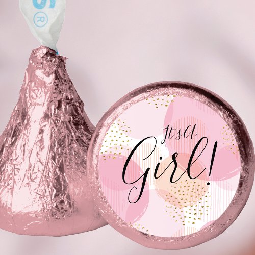 Modern Pink Gold Dots It a GIRL  Hersheys Kisses