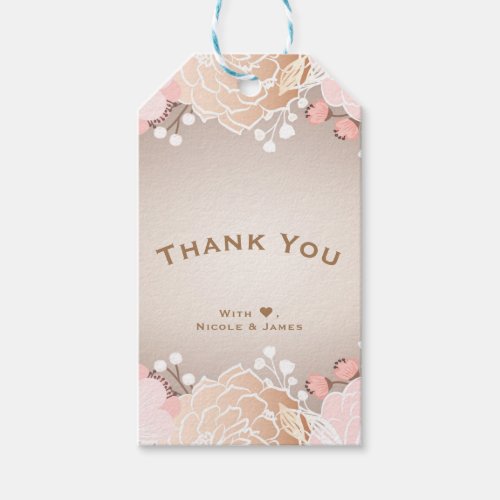 Modern Pink  Gold Floral Bridal Shower Any Event Gift Tags