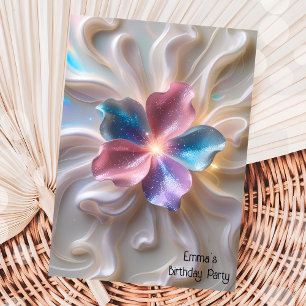 Modern pink gold flower birthday invitation