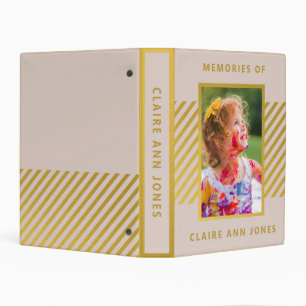 Modern Pink Gold Foil Child Photo Album Mini Binder