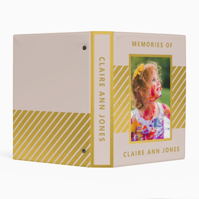 Modern Pink Gold Foil Child Photo Album Mini Binder (Background)