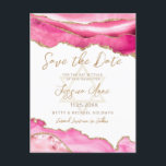 Modern Pink Gold Glitter Agate Bat Mitzvah Save Th Announcement Postcard<br><div class="desc">Pink and faux gold glitter agate with a gold Star of David decorates this elegant watercolor Bat Mitzvah Save the Date card. This design features pink marble agate accented with faux gold glitter. Your celebration details may be personalized in a modern gaux gold script calligraphy. The back of the post...</div>