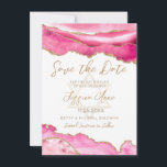 Modern Pink Gold Glitter Agate Bat Mitzvah Save The Date<br><div class="desc">Pink and faux gold glitter agate with a gold Star of David decorate this elegant watercolor Bat Mitzvah Save the Date card. This design features pink marble agate accented with faux gold glitter. Your celebration details may be personalized in a modern gaux gold script calligraphy. The back of the card...</div>
