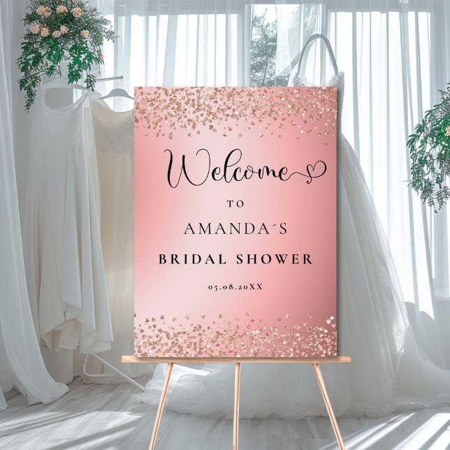 Modern Pink Gold Glitter Bridal Shower Foam Board (Modern Pink Gold Glitter Bridal Shower Custom Foam Board with your Name and Date.)