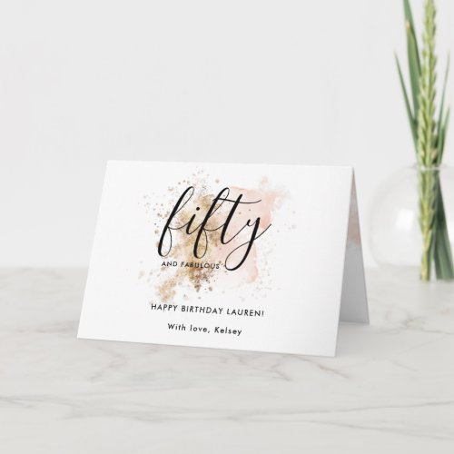 Modern Pink Gold Glitter Girly 50th Birthday