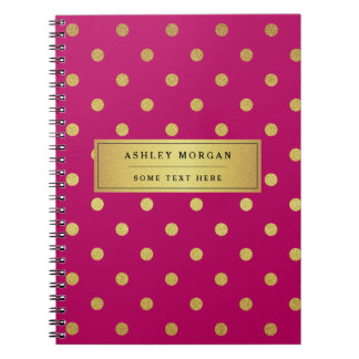 Modern Pink Gold Glitter Polka Dots Notebooks