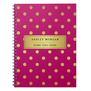 Modern Pink Gold Glitter Polka Dots Notebook by UrHomeNeeds at Zazzle