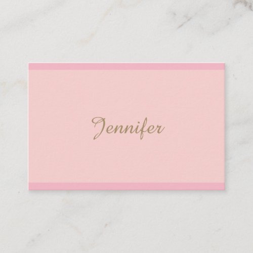 Modern Pink Gold Hand Script Fashionable Plain Business Card