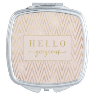 Modern Pink Gold Hello Gorgeous Compact Mirror