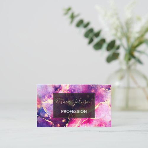 Modern Pink Gold Liquid Art Abstract Business Card