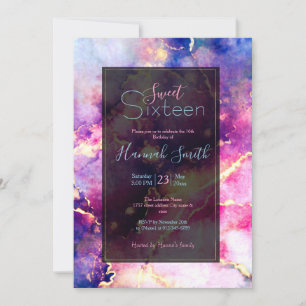 Modern Pink Gold Liquid Art Abstract Invitation