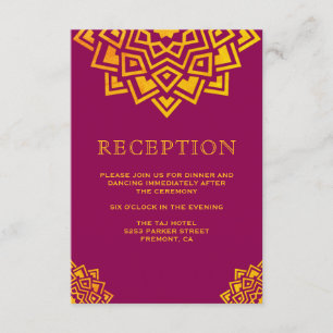 Modern Pink Gold Mandala Indian Reception Invitation