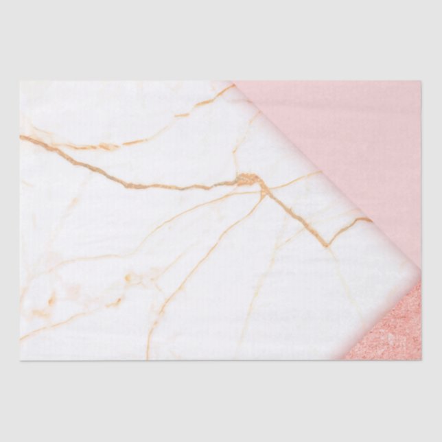 Modern Pink Gold Marble Small Business Packaging Tissue Paper (Front)
