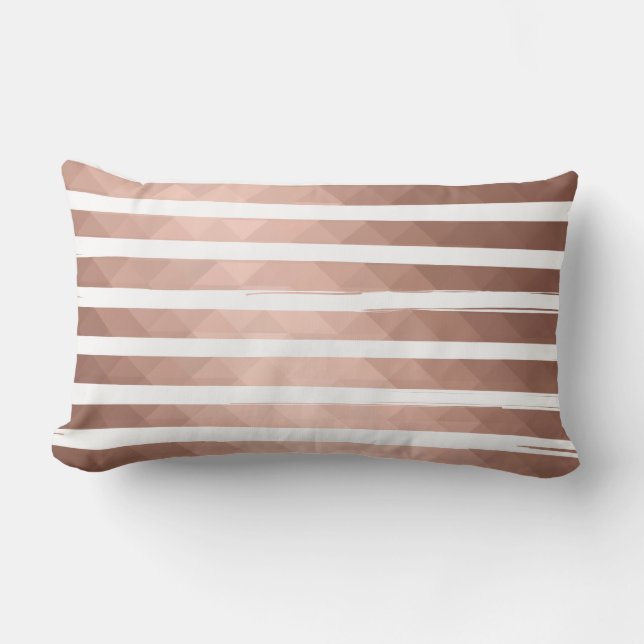 Modern pink gold metalic white stripes chic girl  lumbar pillow (Front)