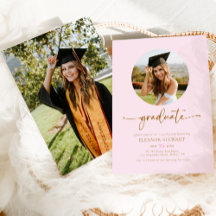 Modern Pink & Gold Photo Graduate Graduation Party