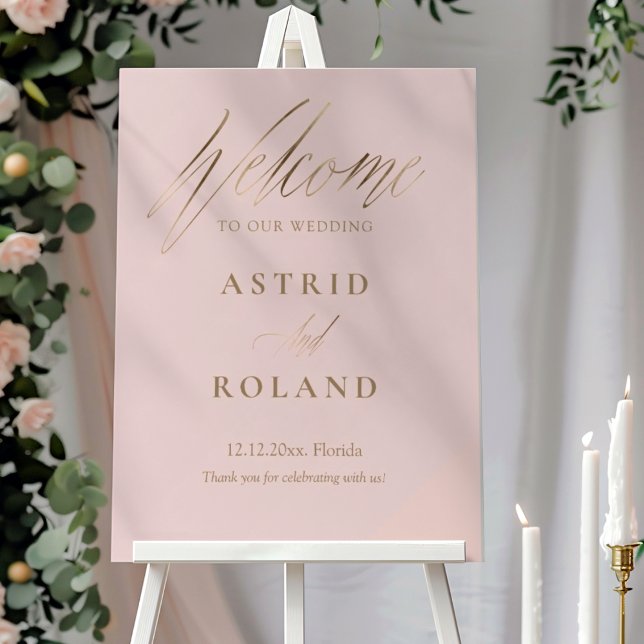 Modern Pink & Gold Typography Wedding Welcome Foam Board (Creator Uploaded)
