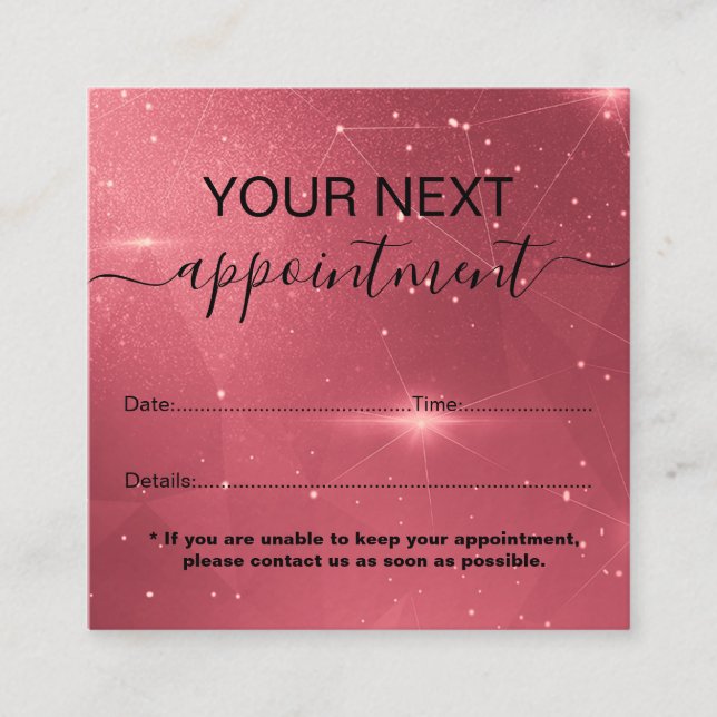 Modern Pink Gold Watercolor Appointment Card (Front)