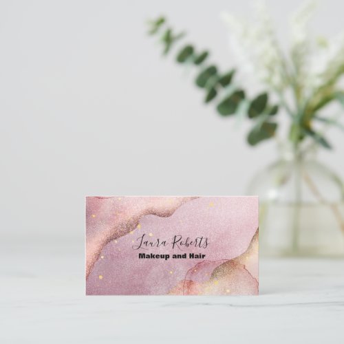 Modern Pink Gold Watercolor Business Card